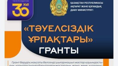 Photo of «ТӘУЕЛСІЗДІК ҰРПАҚТАРЫ» ГРАНТЫ АЯСЫНДА 30 ҮЗДІК ЖОБАҒА 3 МИЛЛИОН ТЕҢГЕДЕН БЕРІЛЕДІ